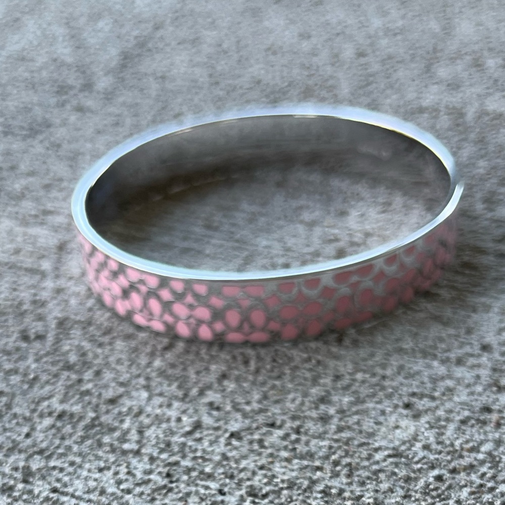 Vintage 90s pink coach bangle bracelet Y2K silver - Picture 3 of 8